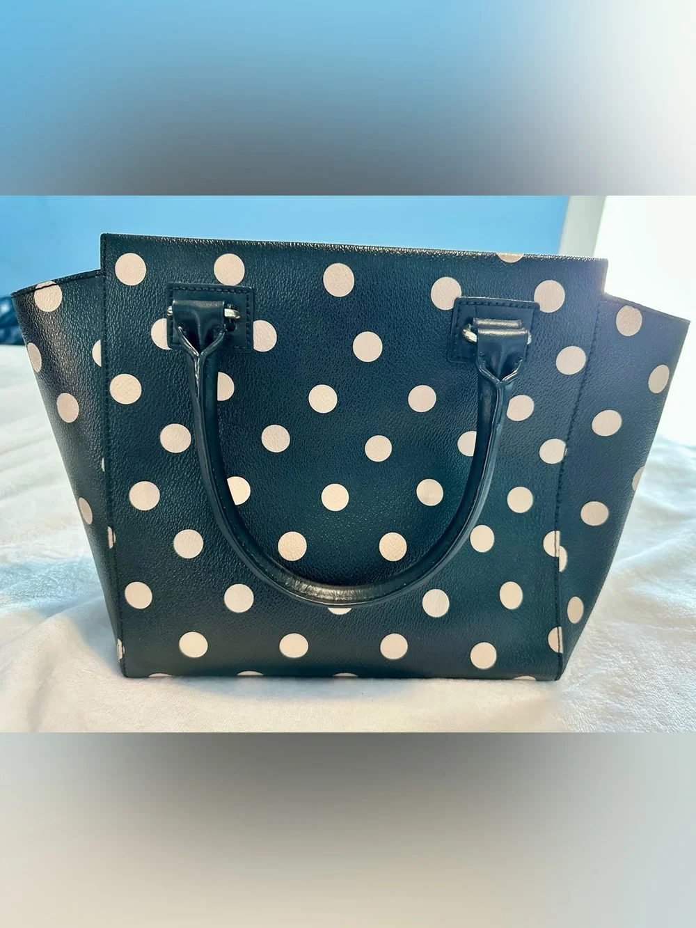 kate spade Camryn Wellesley Black & Cream Polka Dot Handbag W/ Matching Wallet